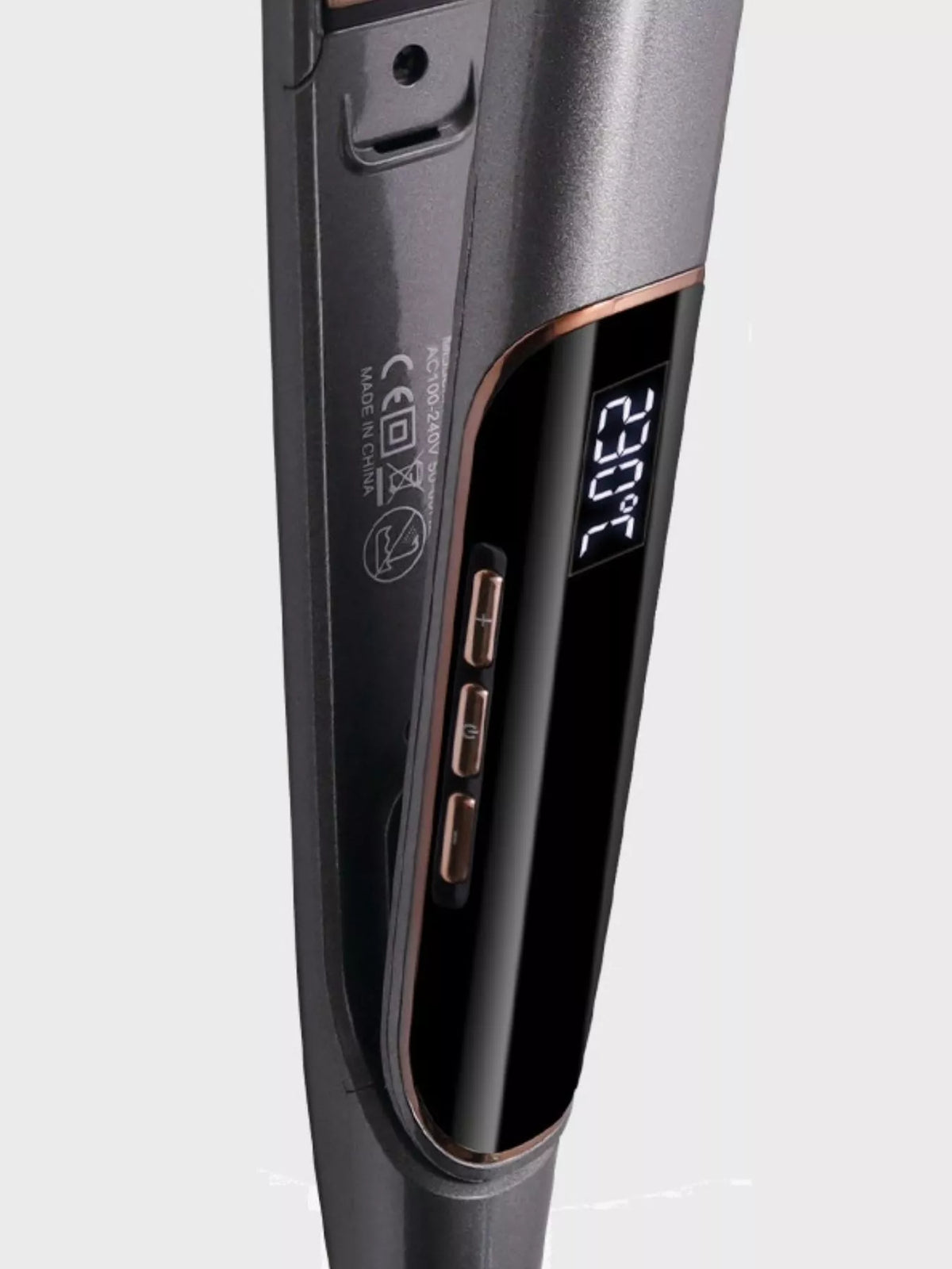 Hair straightener control buttons detail