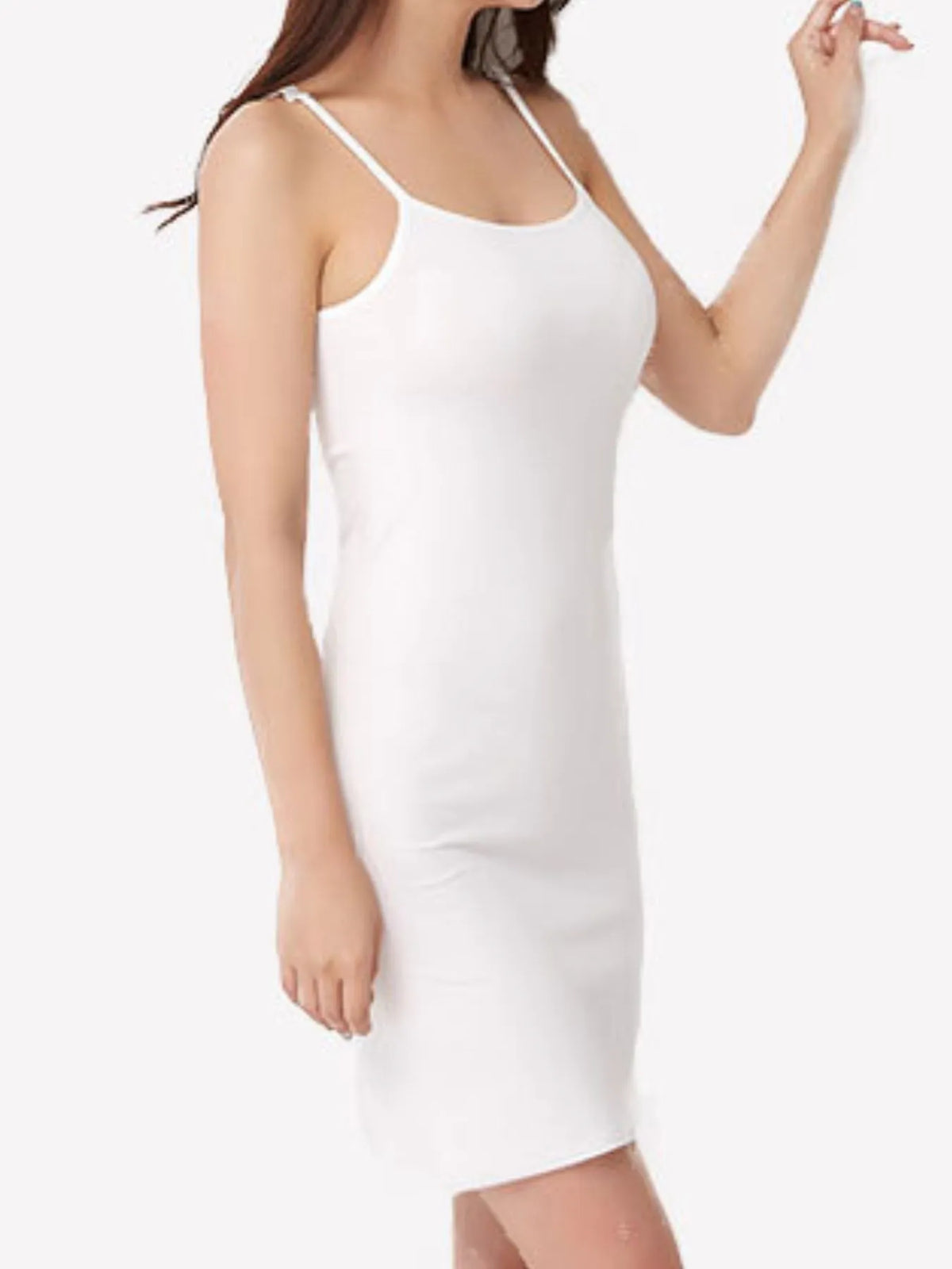 Scoop neck dress neckline close up