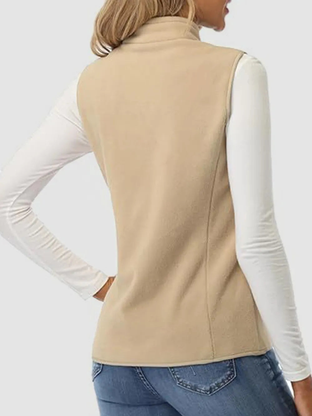 Zip Up Turtleneck Vest with Pockets - Fashorio
