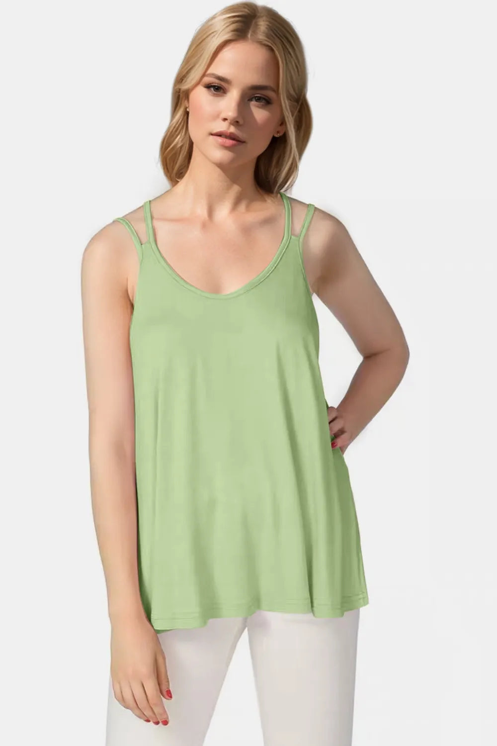 Bamboo Scoop Neck Spaghetti Strap Cami Top, view 22