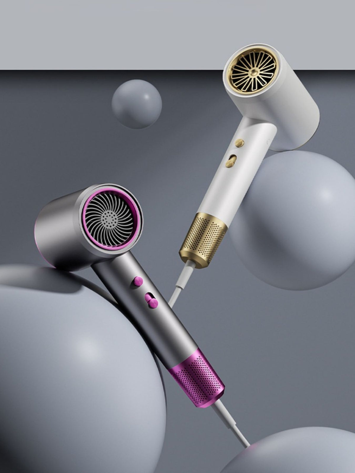 Fast drying household hair dryer in gray