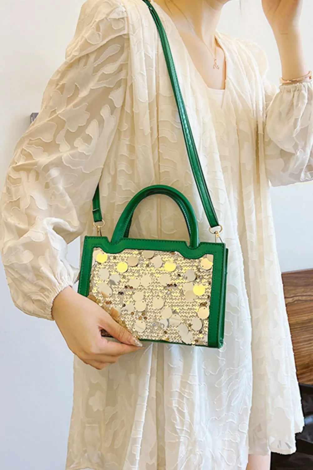 Faux Leather Sequin Handbag view 13