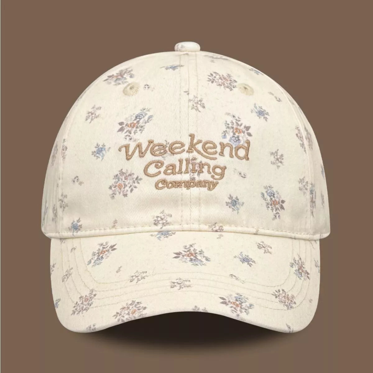 Floral cotton baseball cap shown from the side