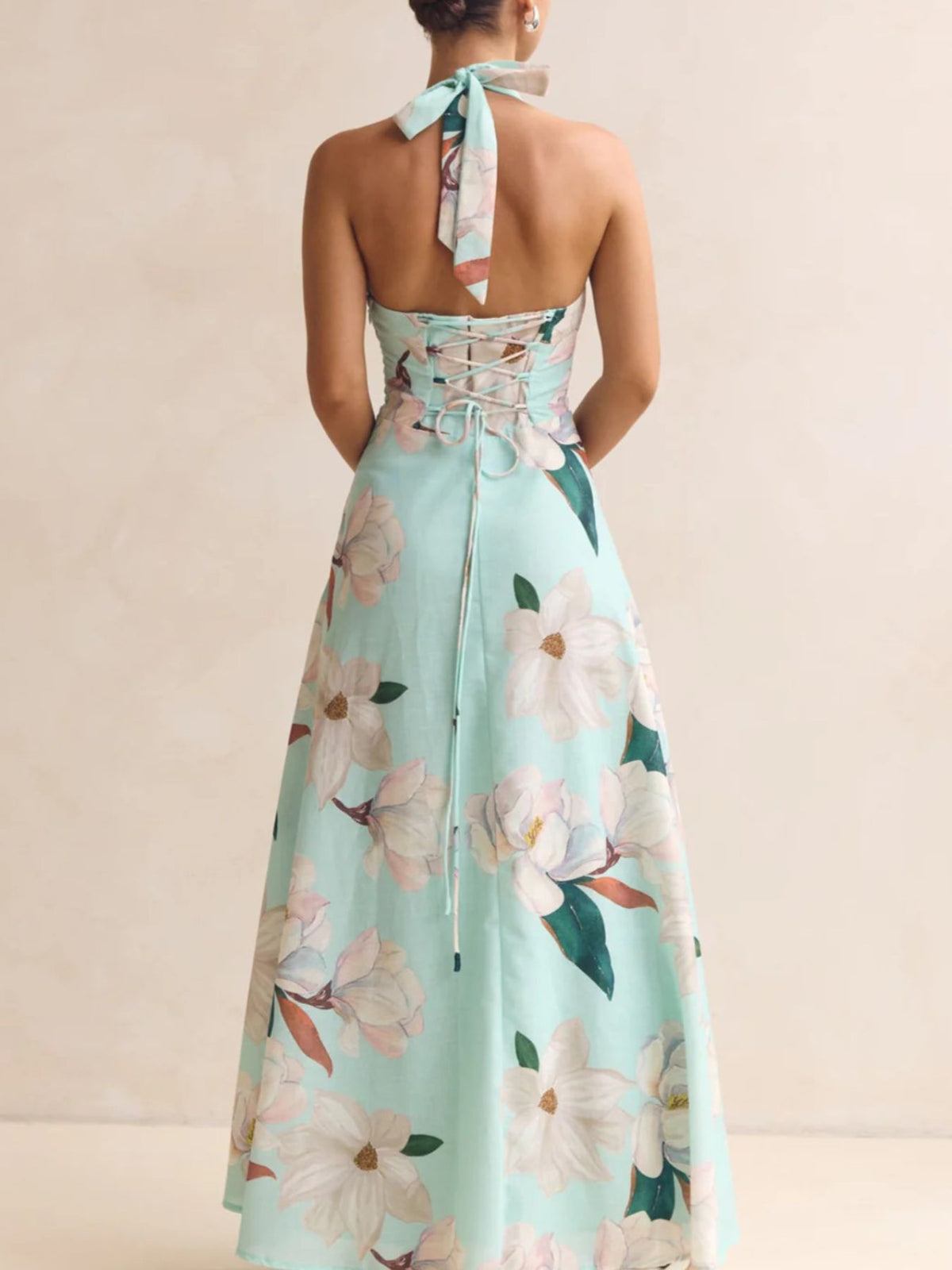 Floral halter neck maxi dress view 8