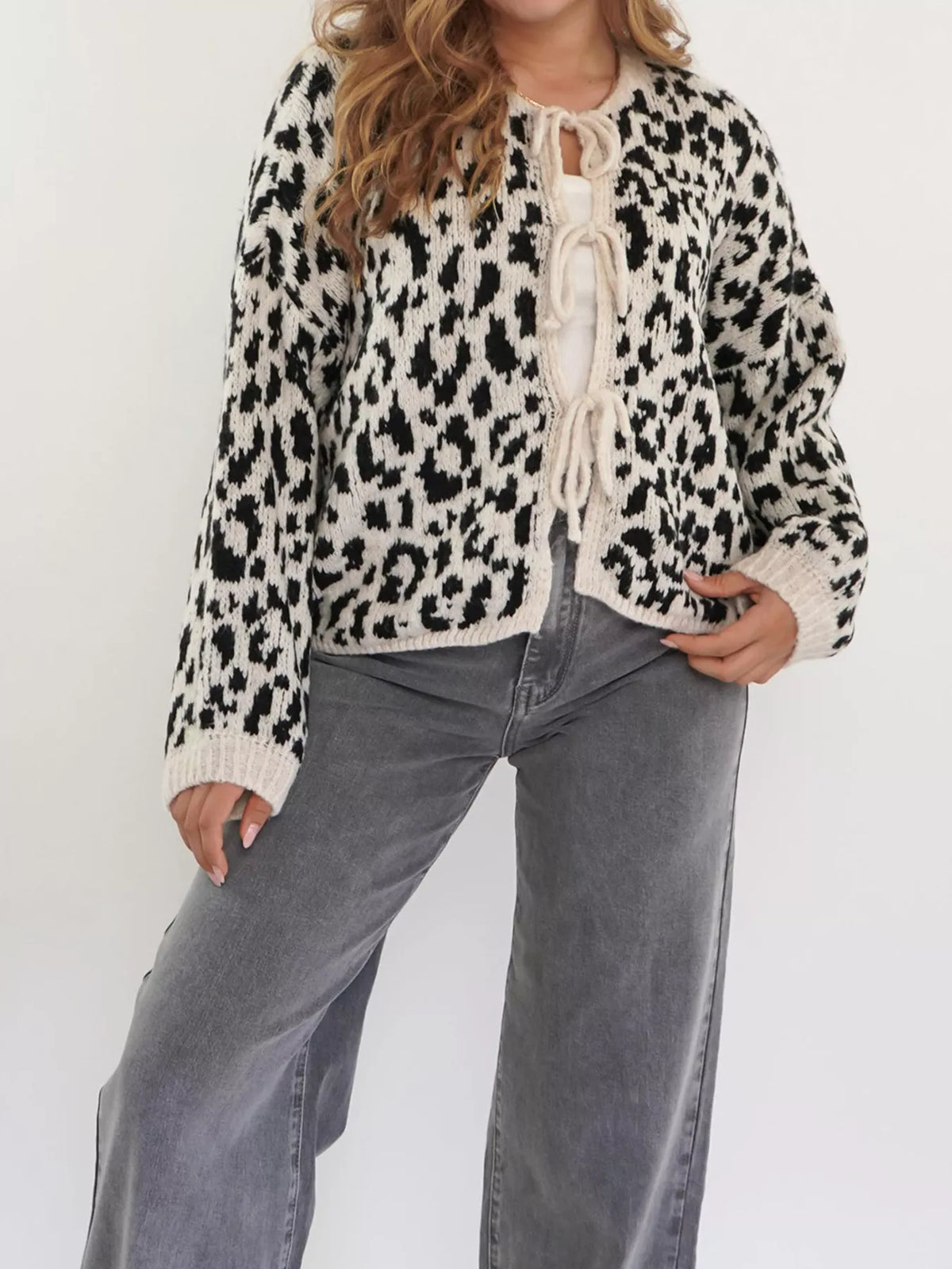 Tie front cardigan fabric drape