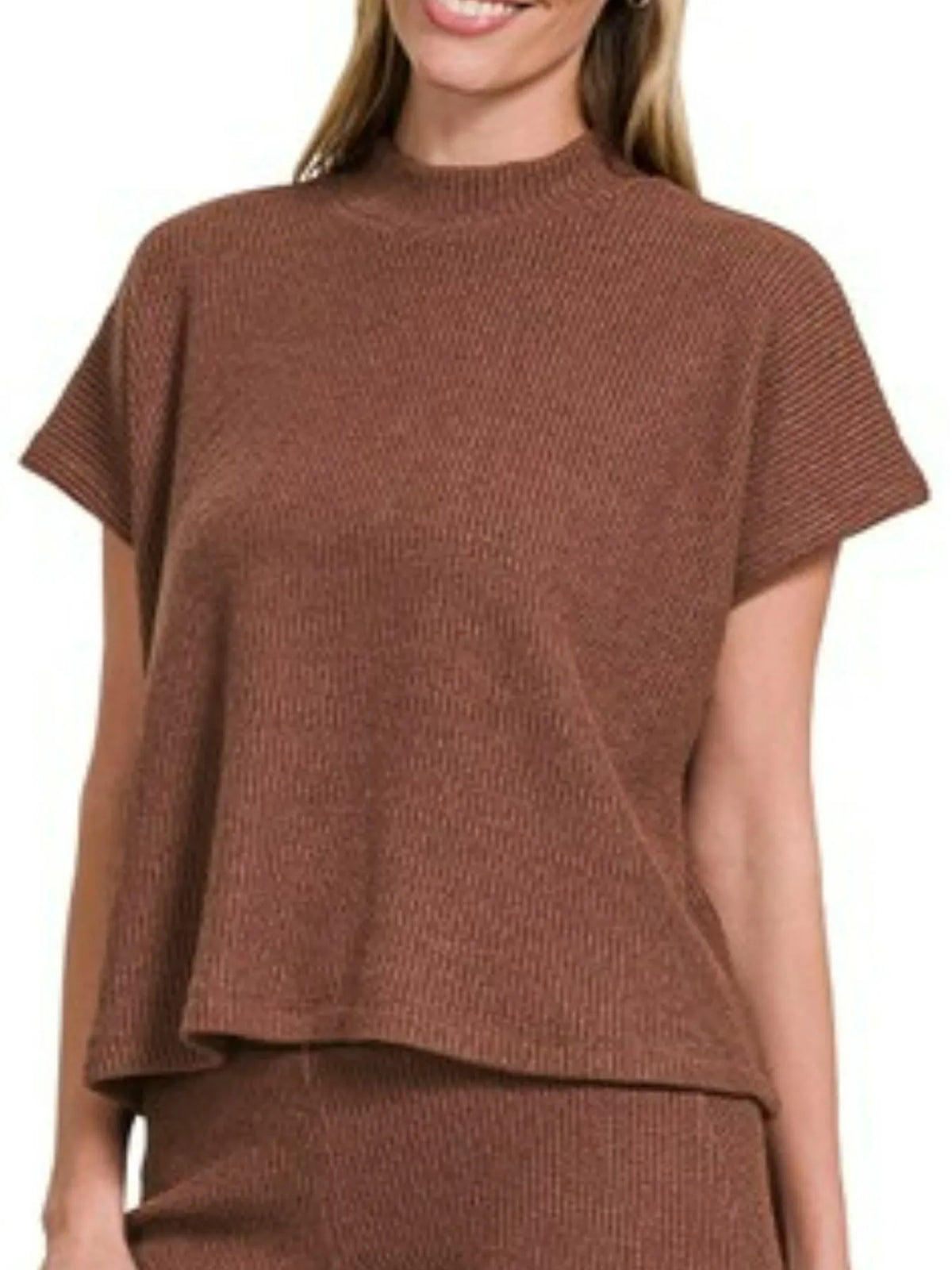 Boxy Sweater Top and Pants Set in Rum Brown side view