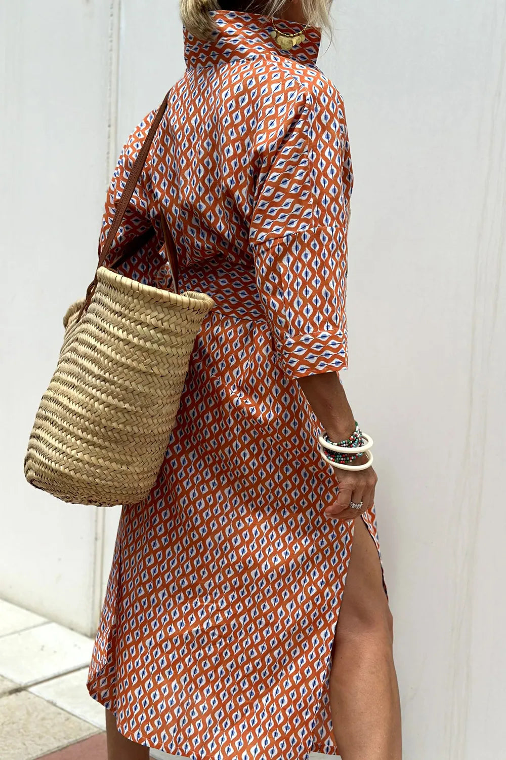 Three quarter sleeve dress styling view