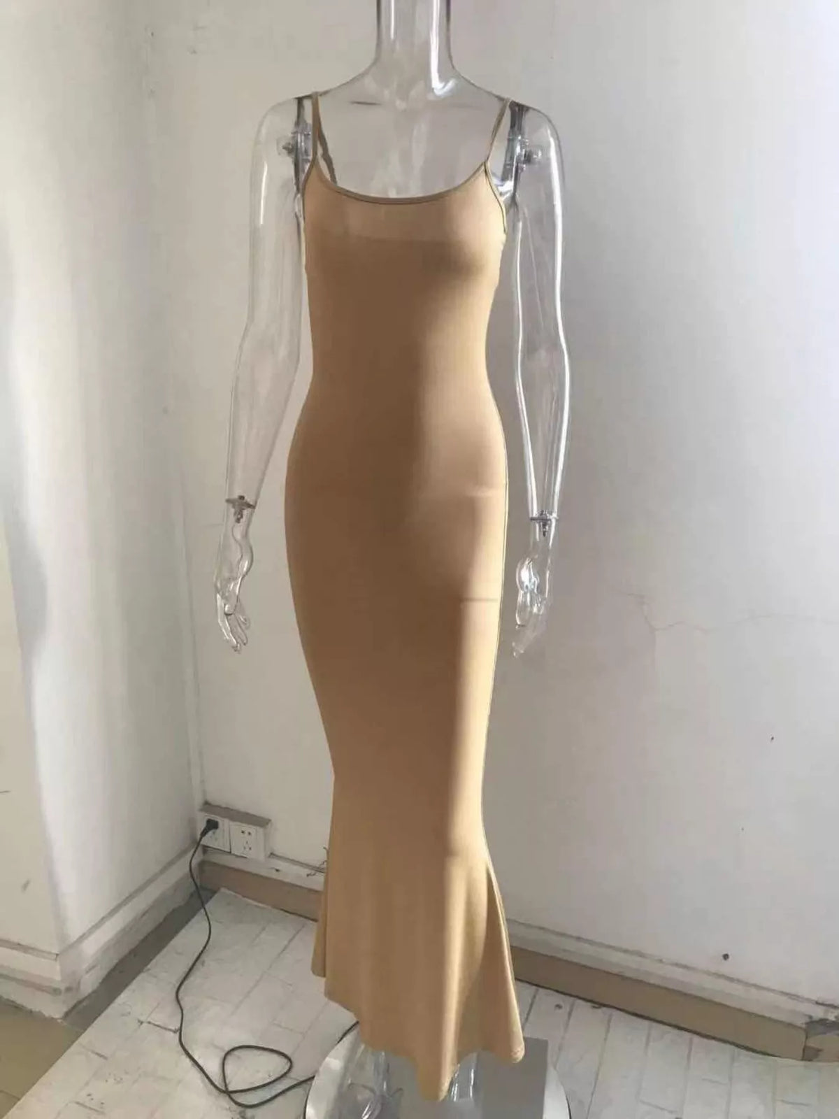 Camel bodycon dress view