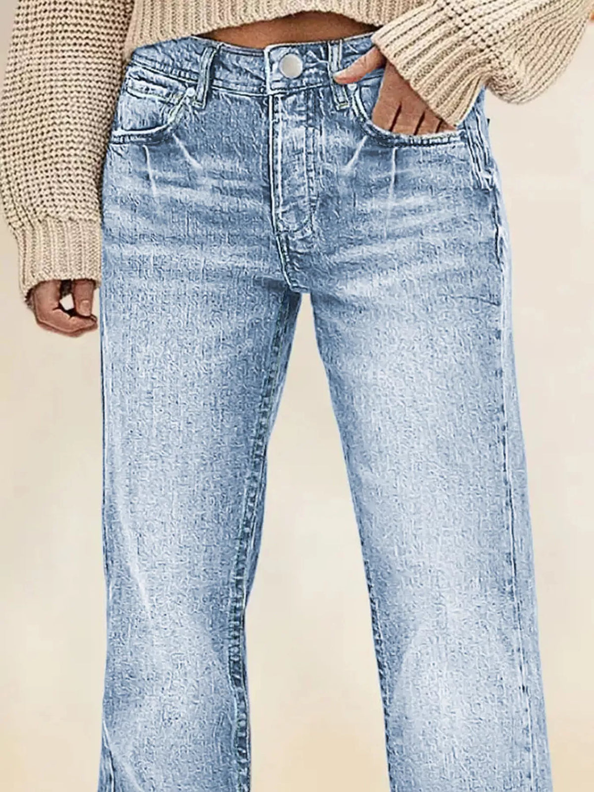 Straight leg jeans hem detail