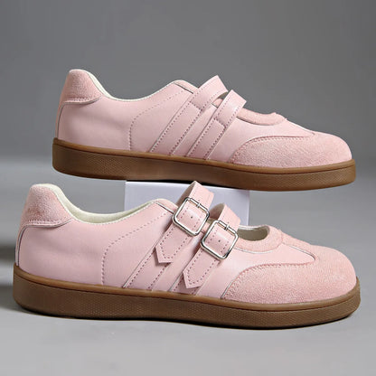 Round Toe Double Buckle Loafers - Fashorio