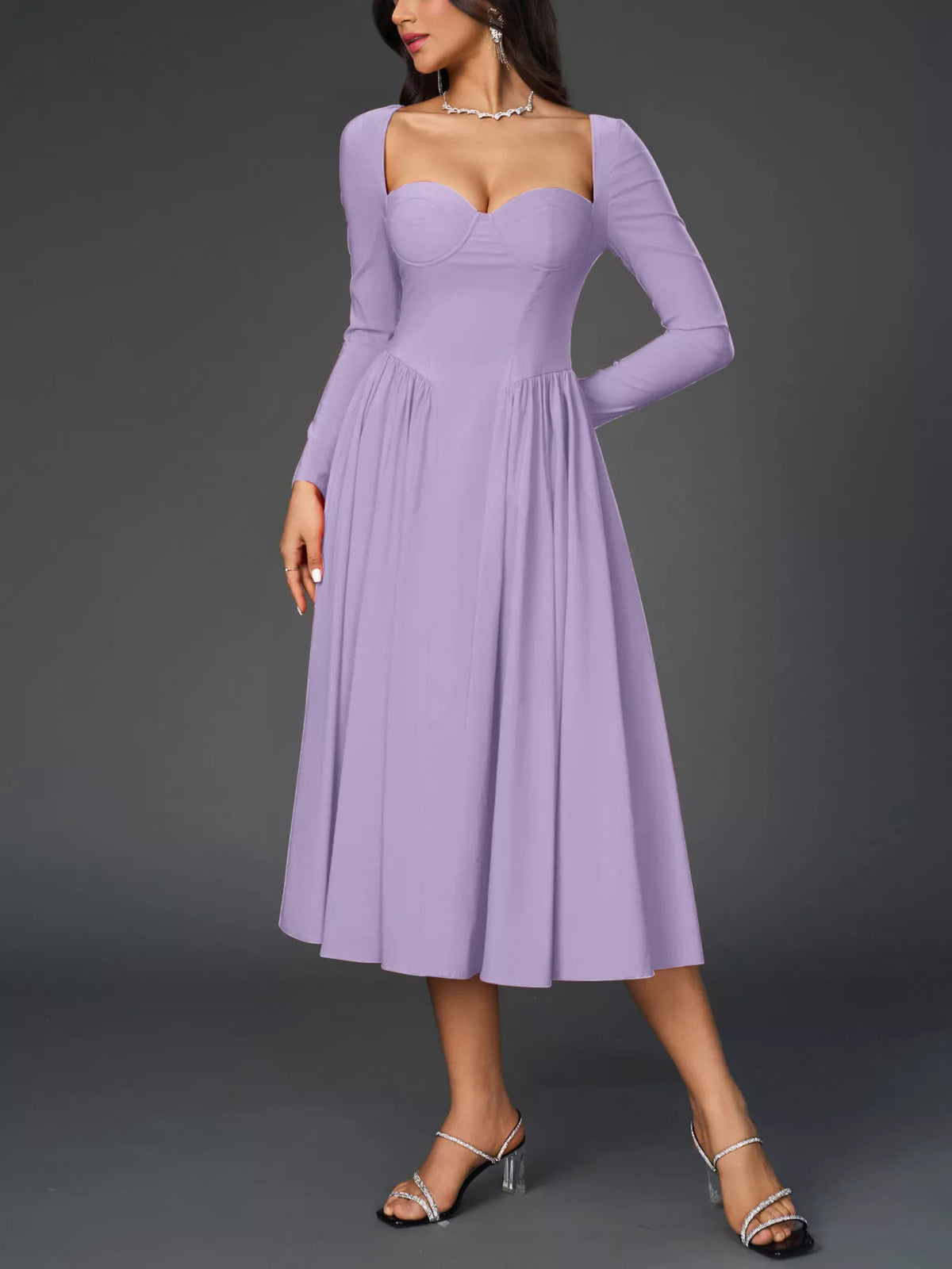 A line long sleeve dress final colour