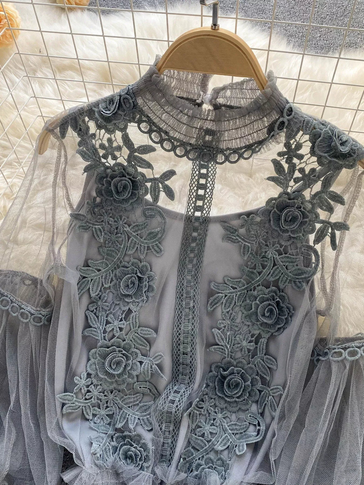 Floral Lace Blouse and Cami Two Piece Set, view 18