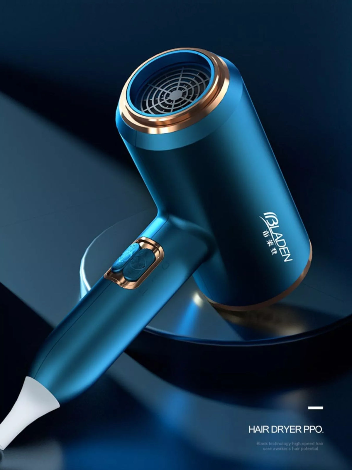 Negative ion hair dryer in cerulean