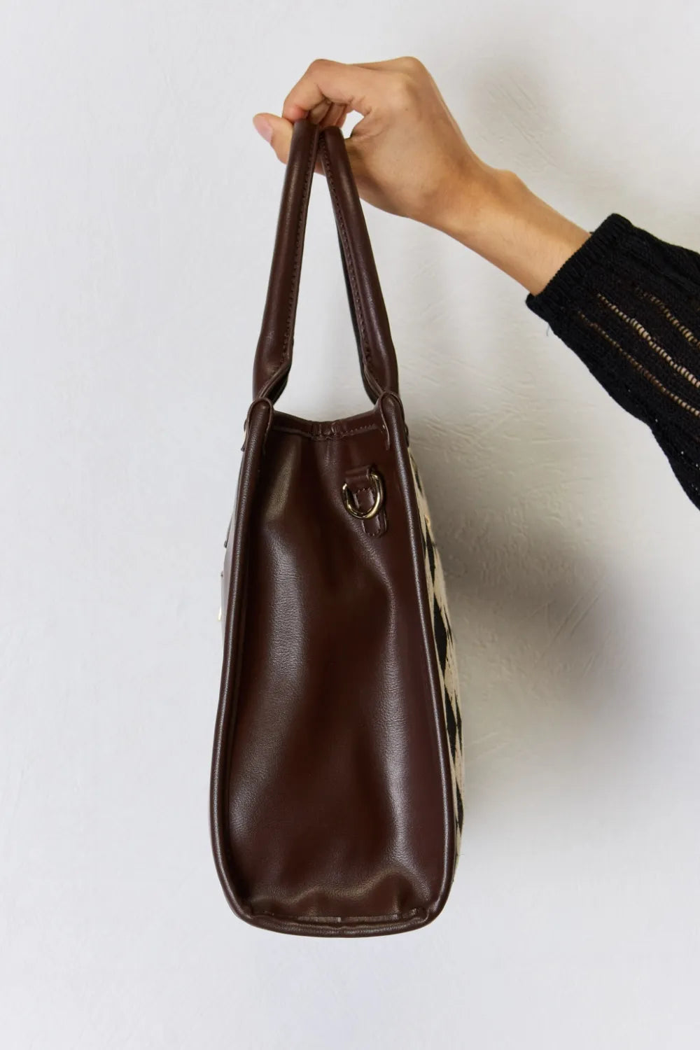 David Jones Argyle Pattern PU Leather Handbag - Fashorio