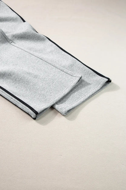 Side Striped Round Neck Top and Pants Active Set - Fashorio
