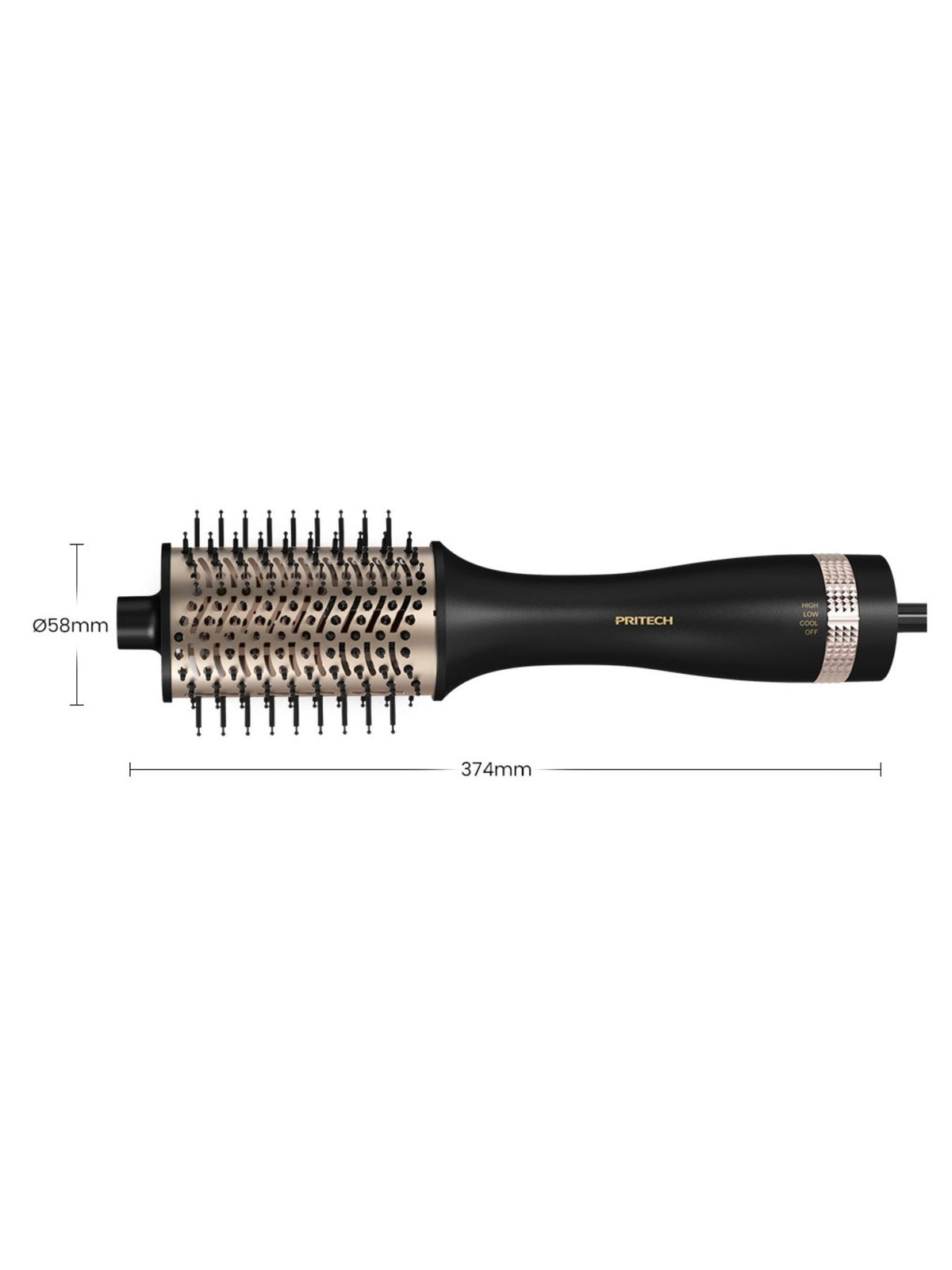 Hot air brush black color side view