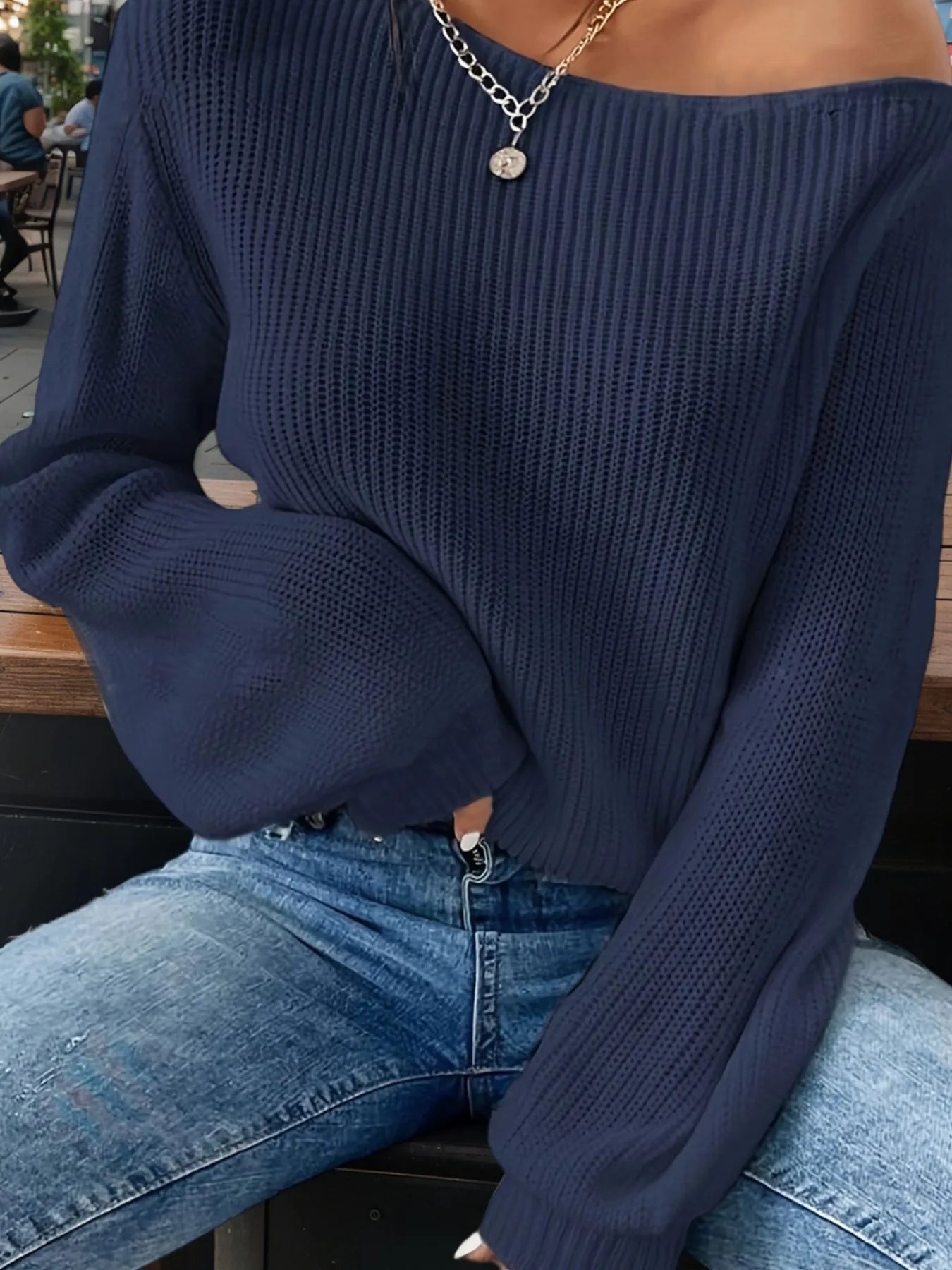 One-Shoulder Ribbed Knit Top with Relaxed Fit - Fashorio