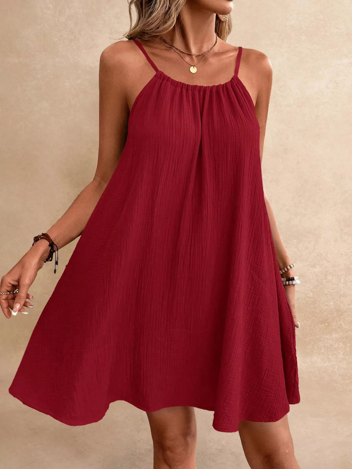 Loose gauze dress movement and drape shot
