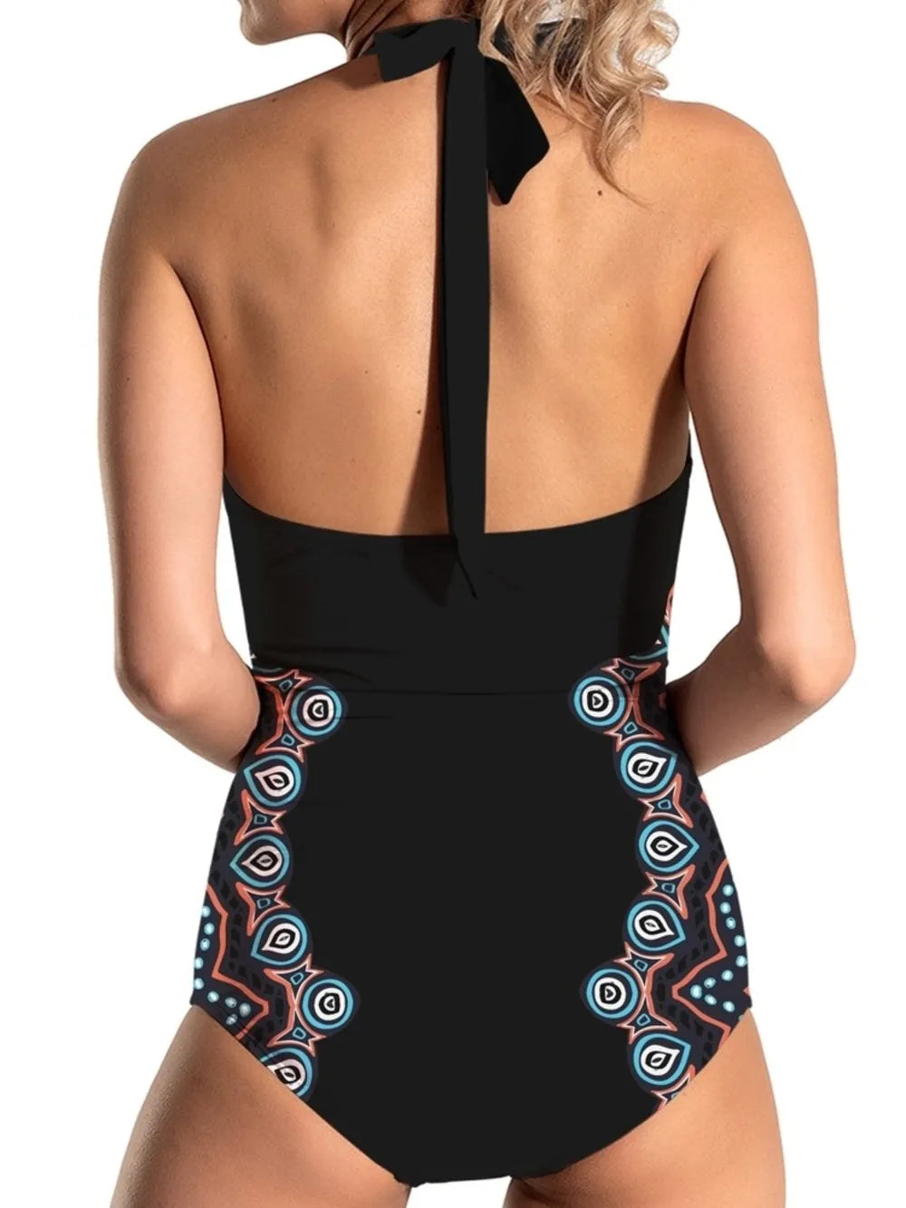 FAM-FAM Cutout Printed Halter Neck One-Piece Swimwear - Fashorio