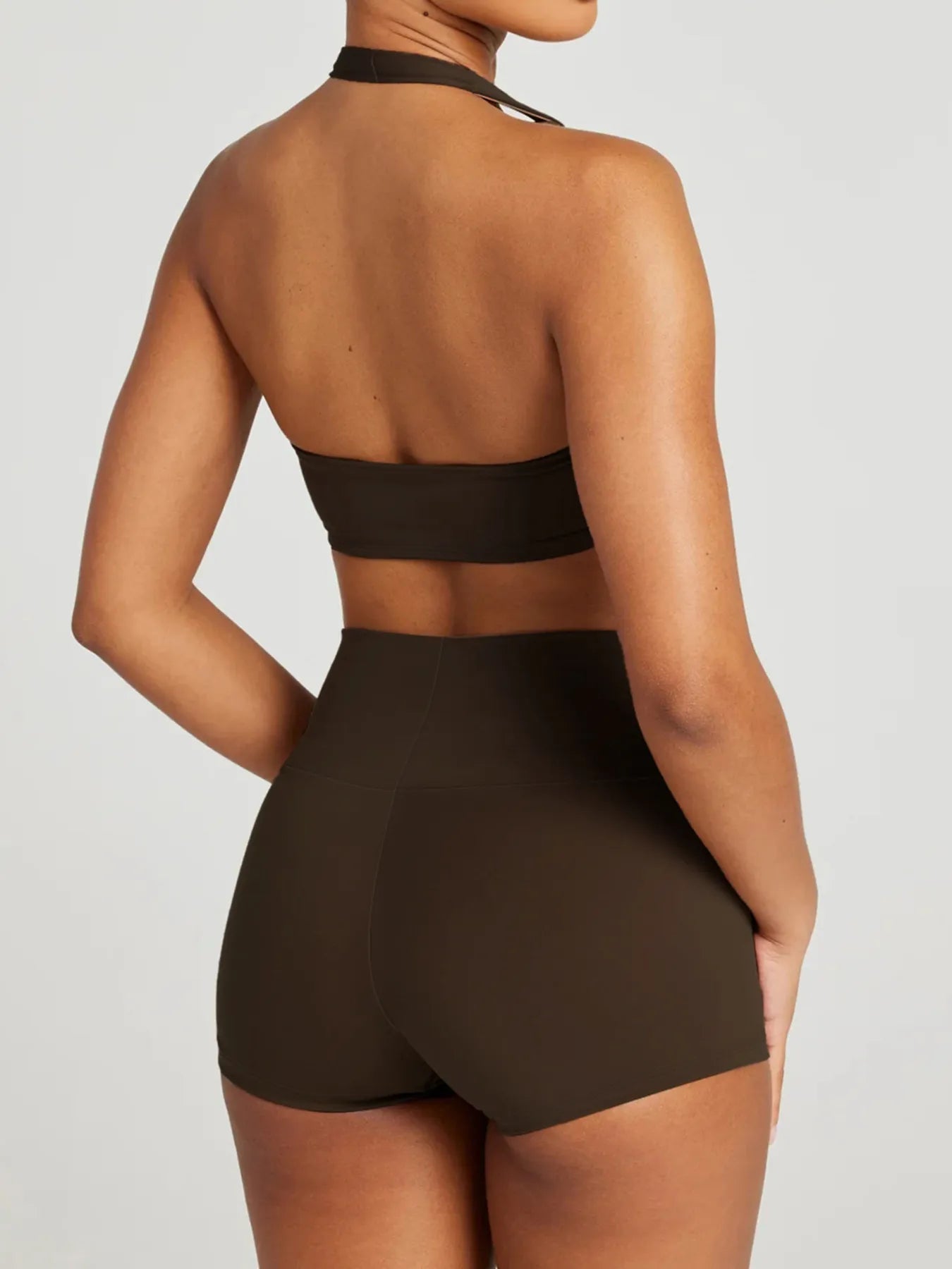Halter Neck Cami and Shorts Active Set - Fashorio