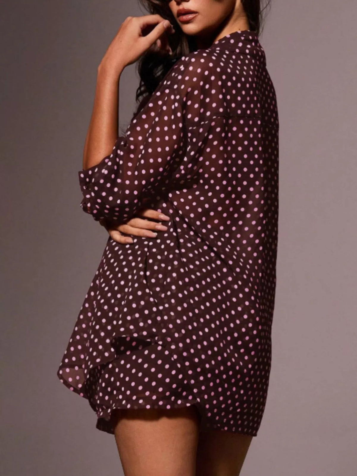 Polka dot shorts from matching shirt set
