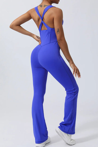 Crisscross Wide Strap Sleeveless Jumpsuit - Fashorio