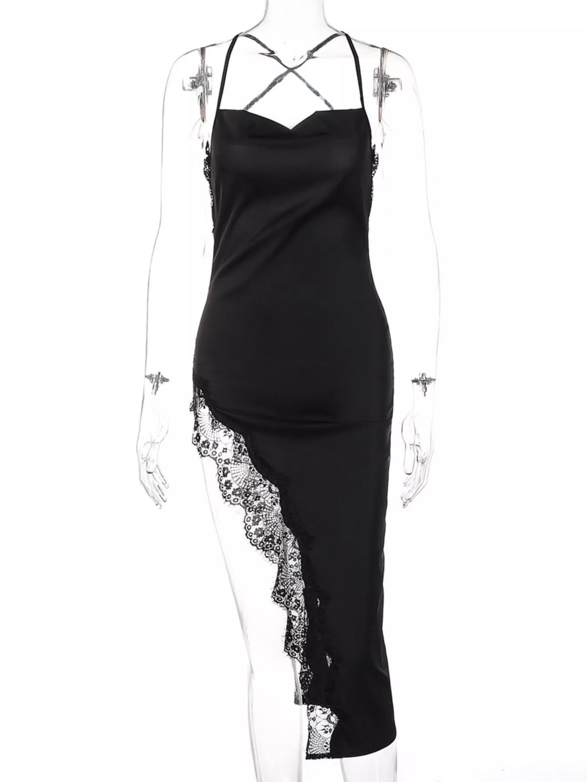 Back view of the Sable spaghetti strap midi dress