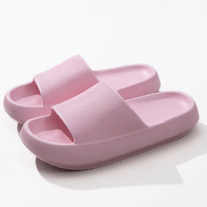 Open Toe Platform Slippers Pink - Fashorio