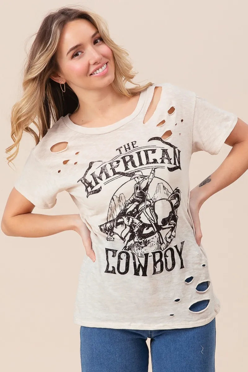 Cowboy graphic tee fabric texture