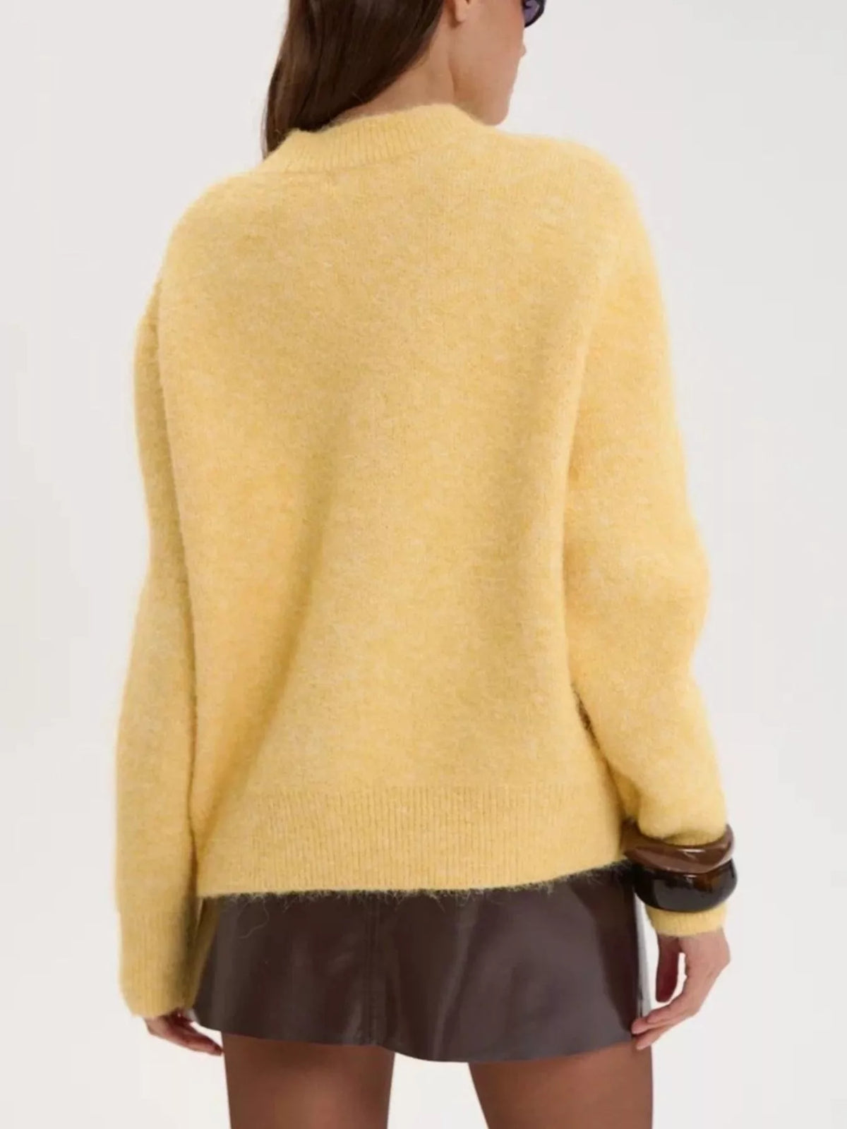 round neck dropped shoulder sweater back view