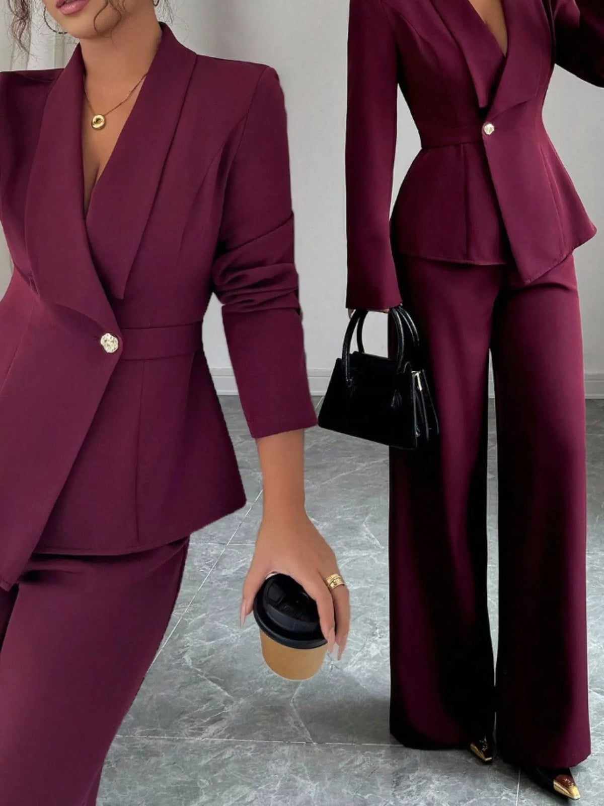 One Button Blazer and Pants Set, view 34
