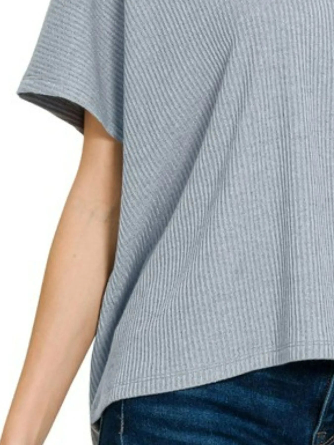 Zenana Ribbed Round-Neck Short-Sleeve Knit Top - Fashorio