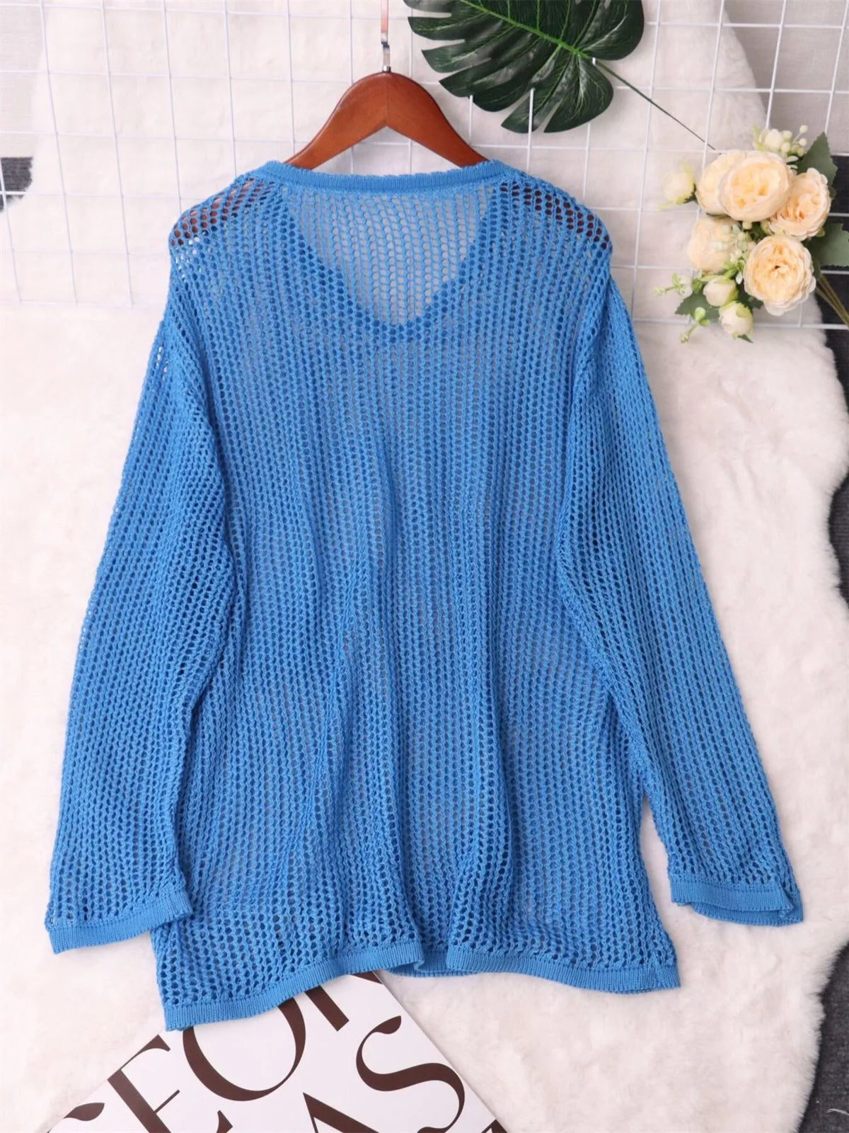 openwork relaxed knit cover up styling detail
