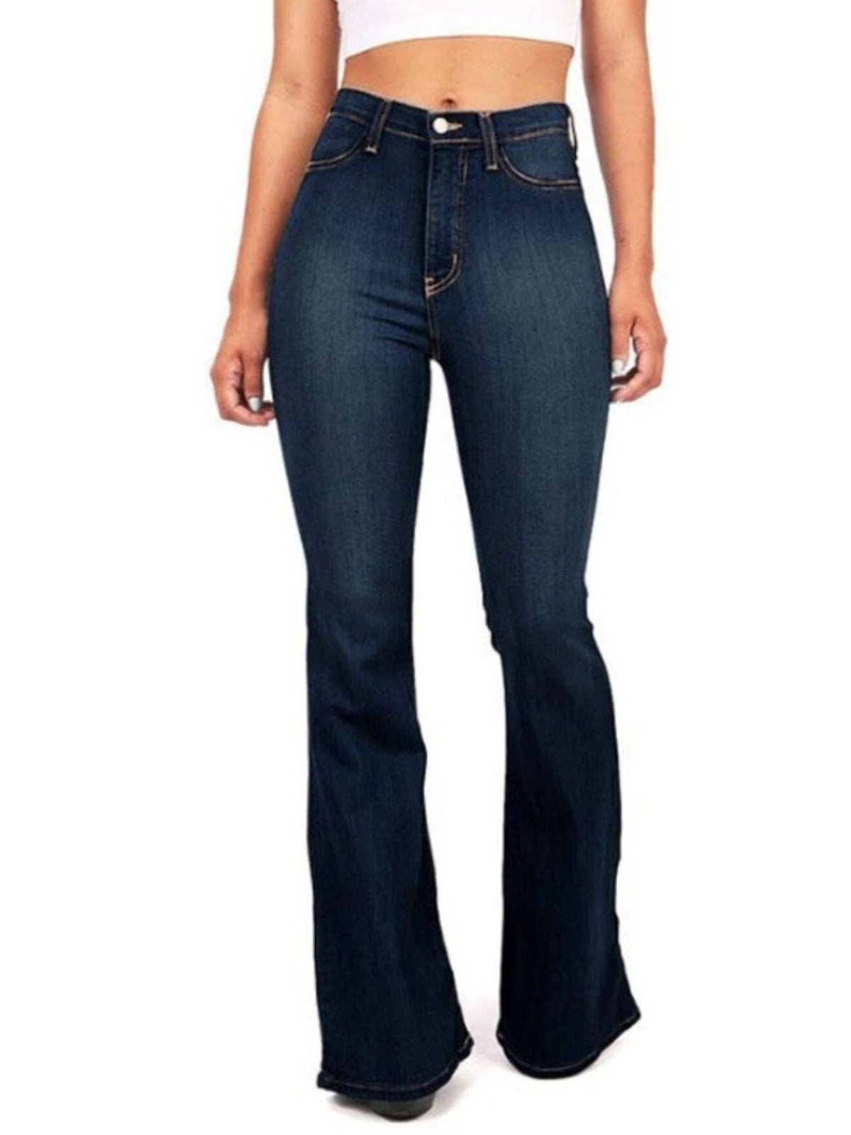 High waisted bootcut jeans plus size front view