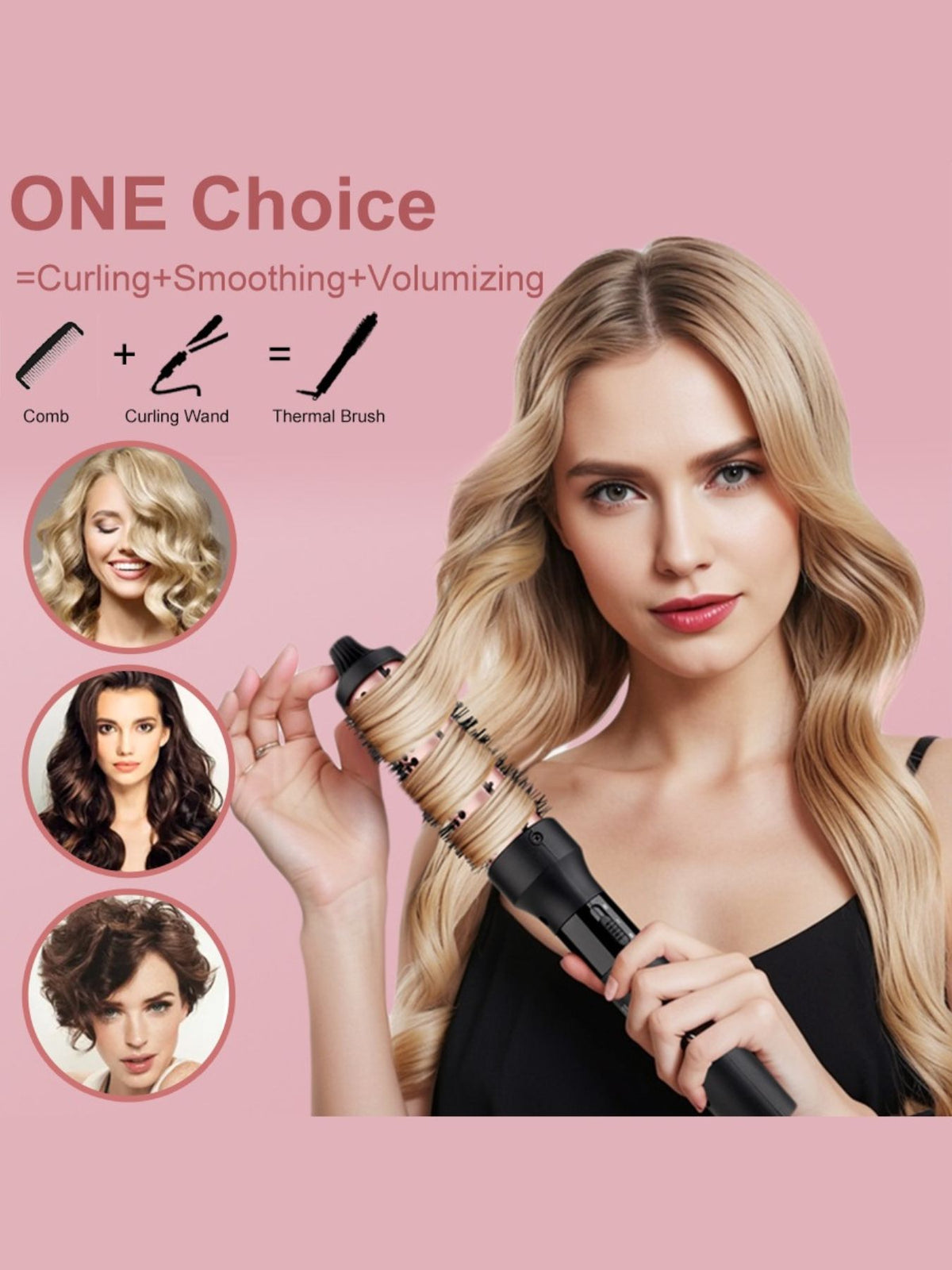 Hot air brush styling and volumizing hair