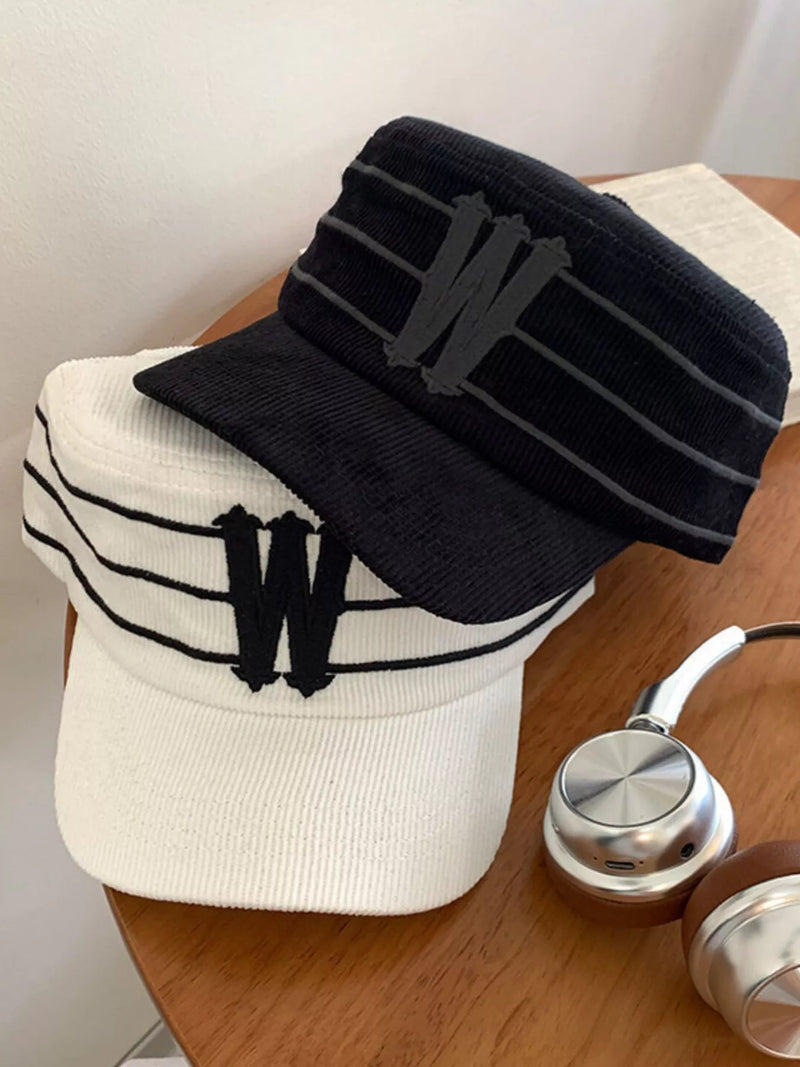 Striped letter W baseball cap front view