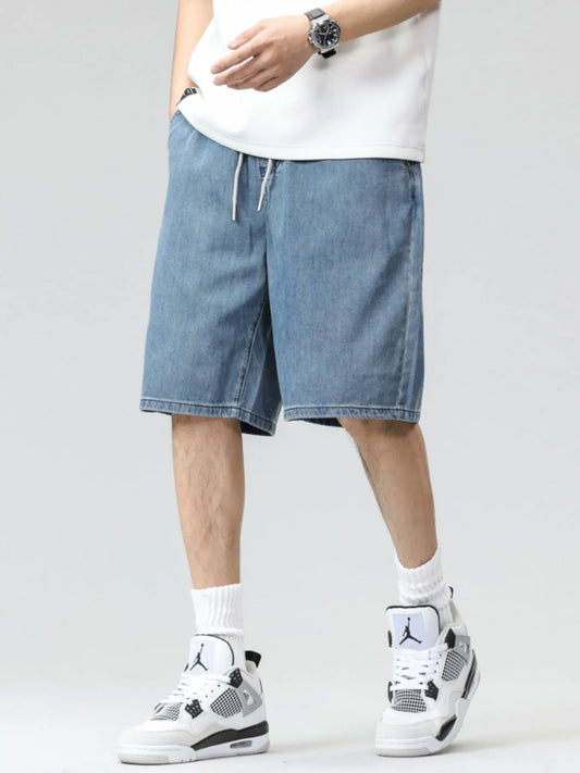 Men's Plus Size Drawstring Denim Shorts - Fashorio
