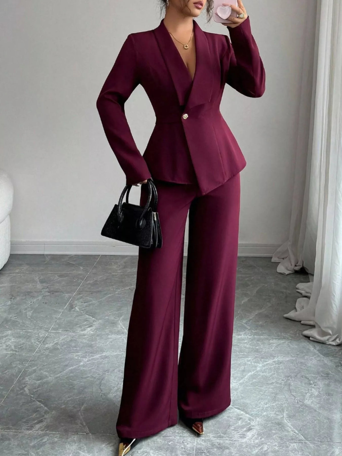 One Button Blazer and Pants Set, view 28