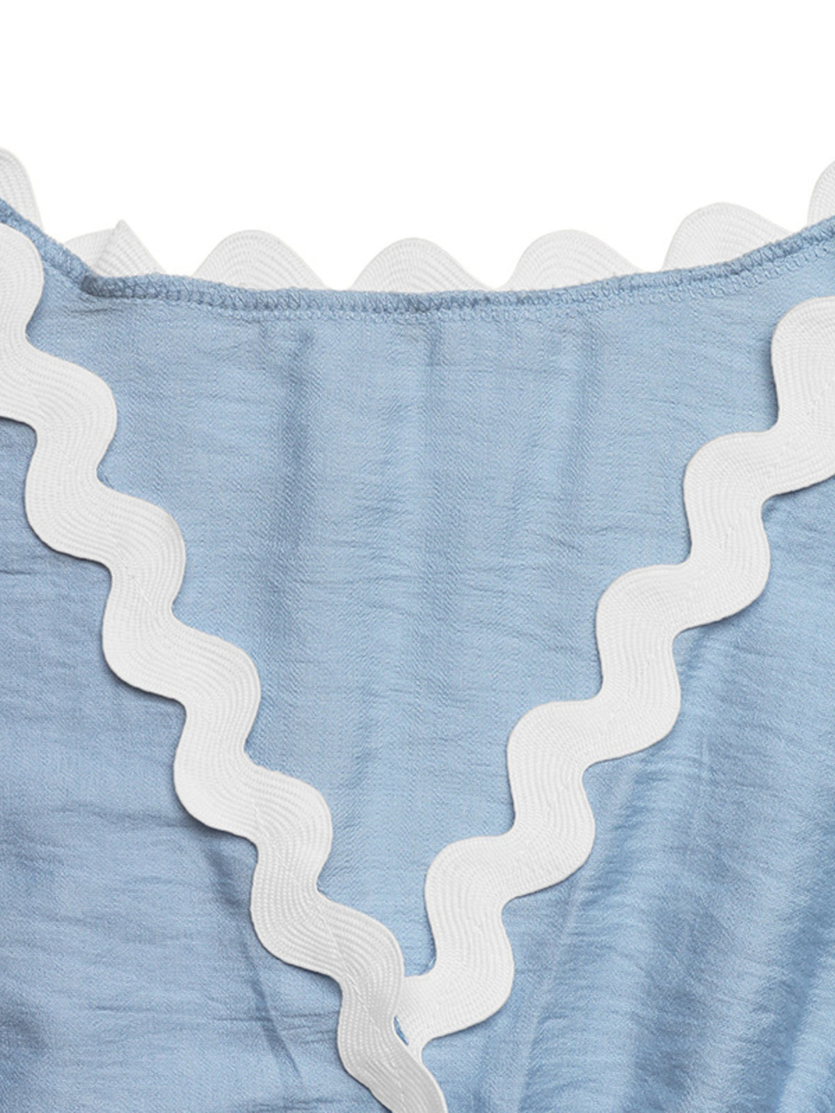 Wrap romper close up of the neckline