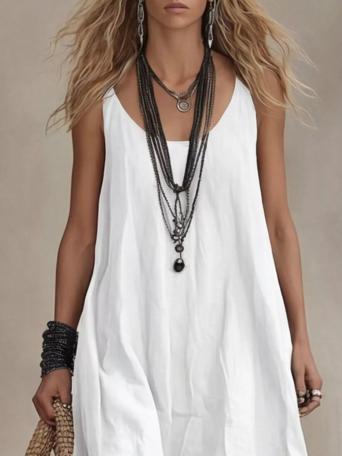 Plus size flowy maxi dress side view
