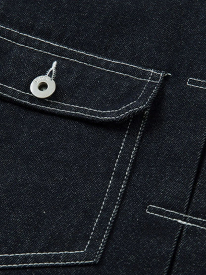 Men's Contrast Stitching Button Up Denim Jacket - Fashorio