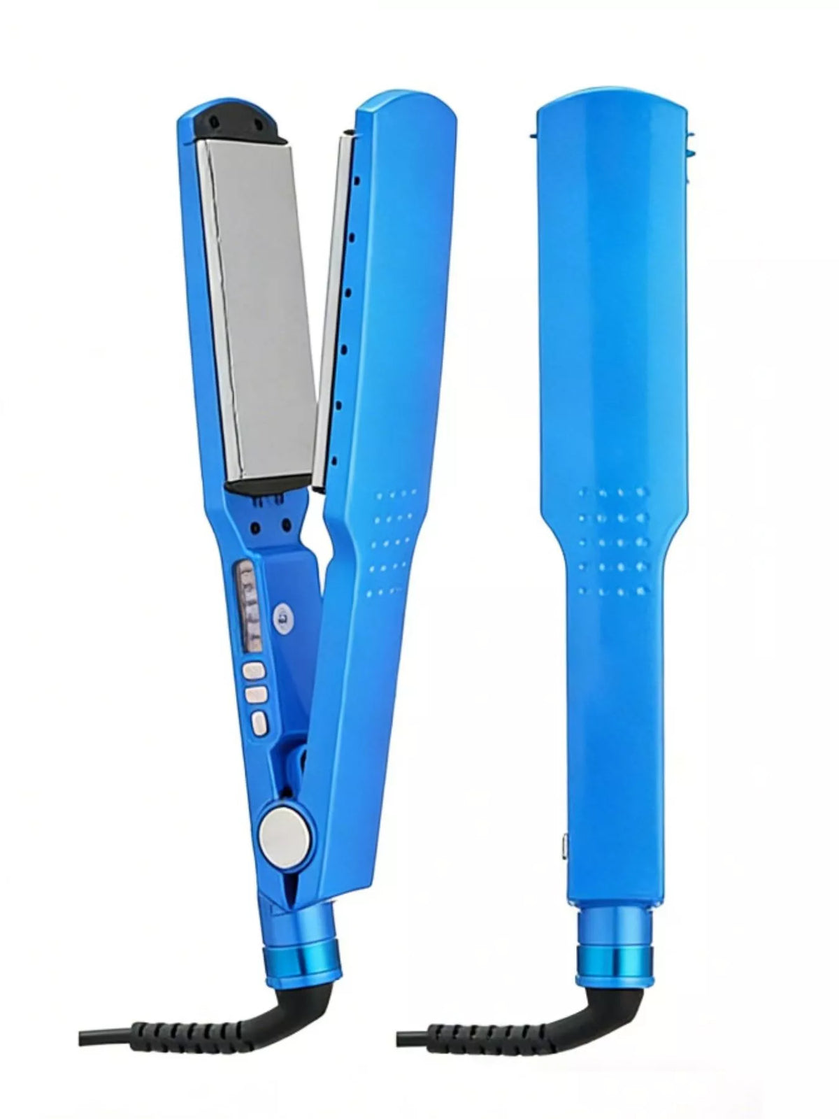 Straightener smoothing a hair section