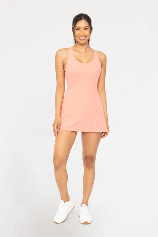 MONO B Twist Racerback Fit-and-Flare Dress WATERMELON - Fashorio