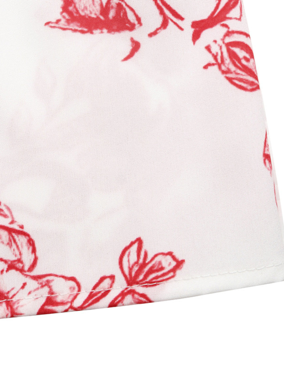 red floral tie strap maxi dress hemline detail