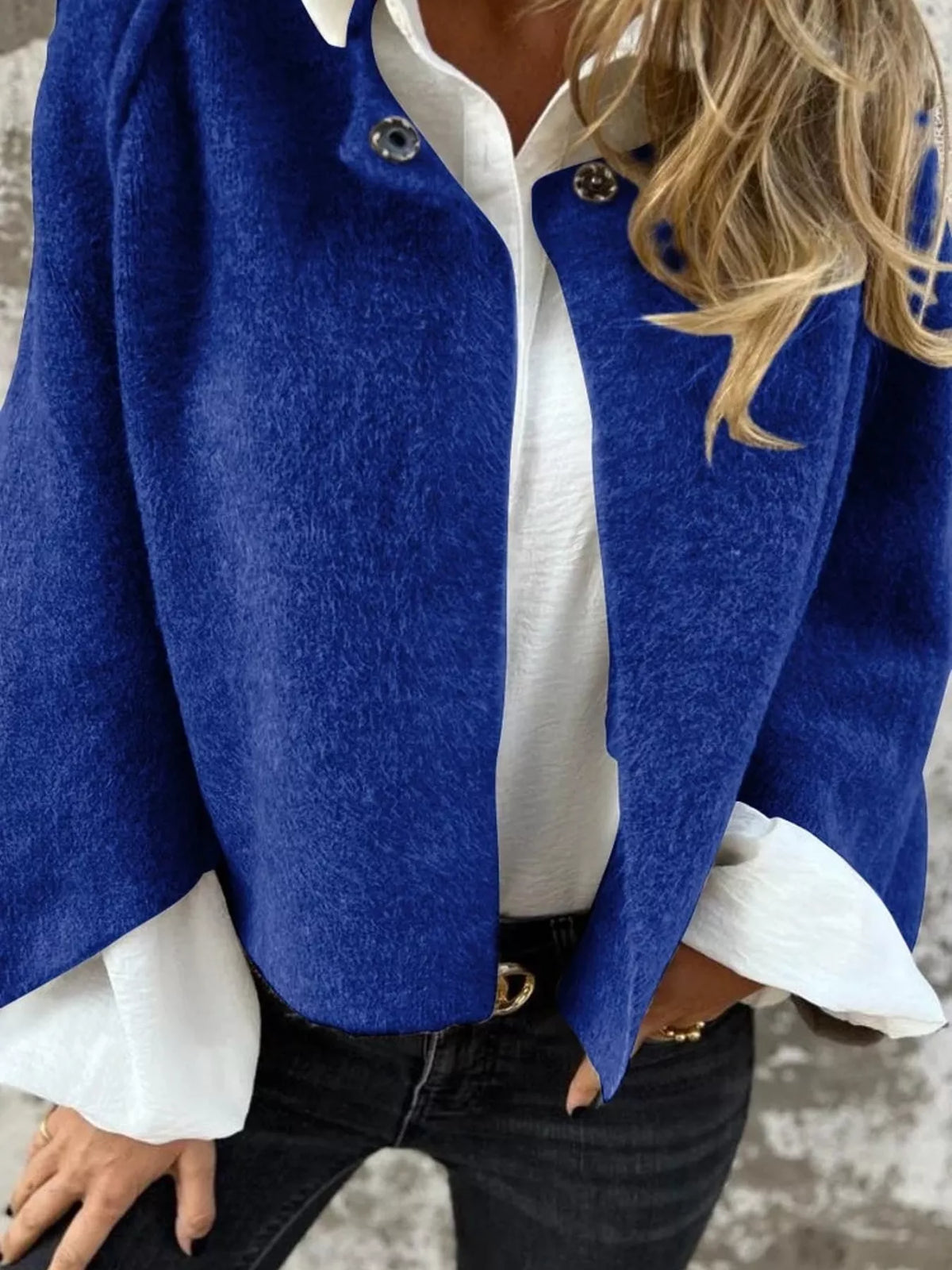 Dropped Shoulder Fuzzy Knit Cardigan Plus Size, view 10