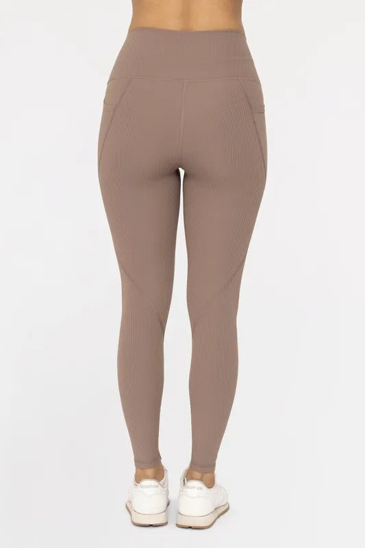 MONO B Soft Ribbed High Waisted Leggings - Fashorio