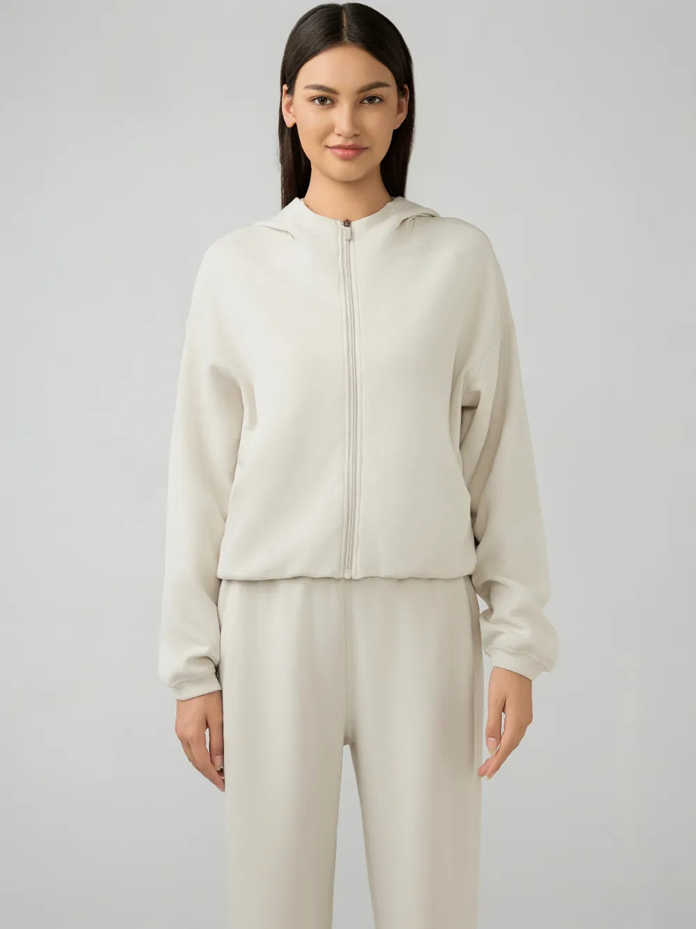 Millennia Zip Up Dropped Shouder Active Hooded - Fashorio