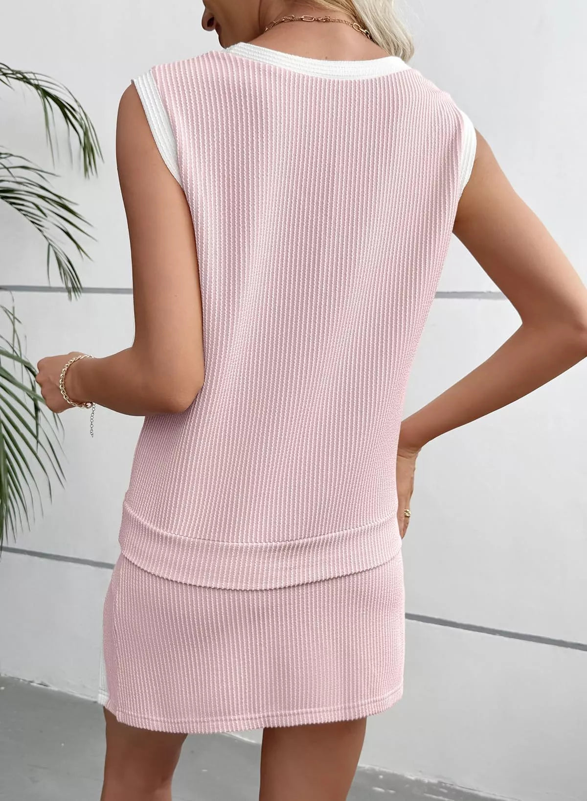 Ribbed Knit Sleeveless Top and Skort Set, view 21