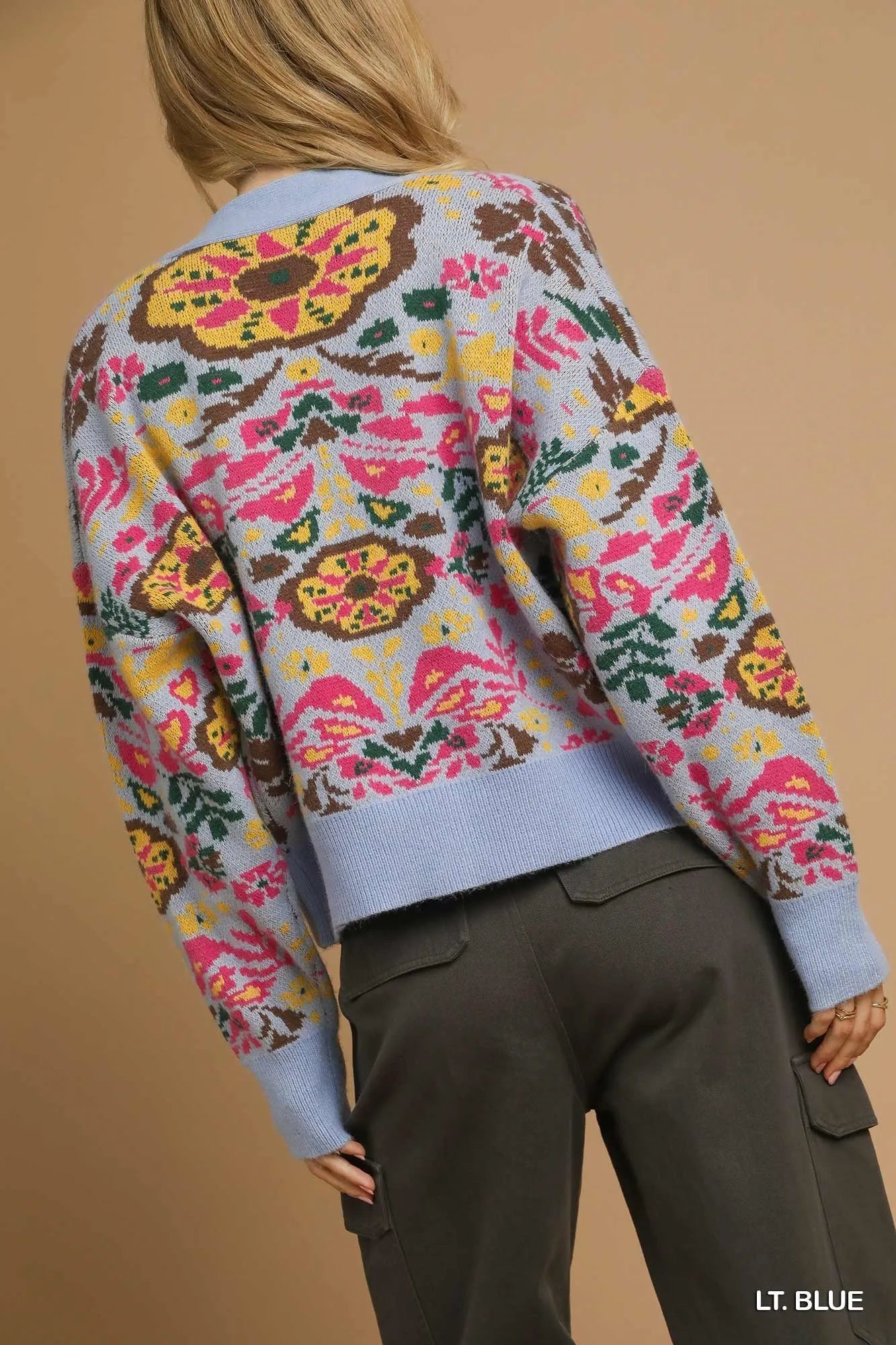 Umgee Floral Knit Button-Up Cardigan - Fashorio