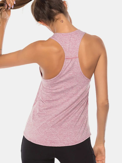 Full Size Scoop Neck Wide Strap Active Tank - Fashorio